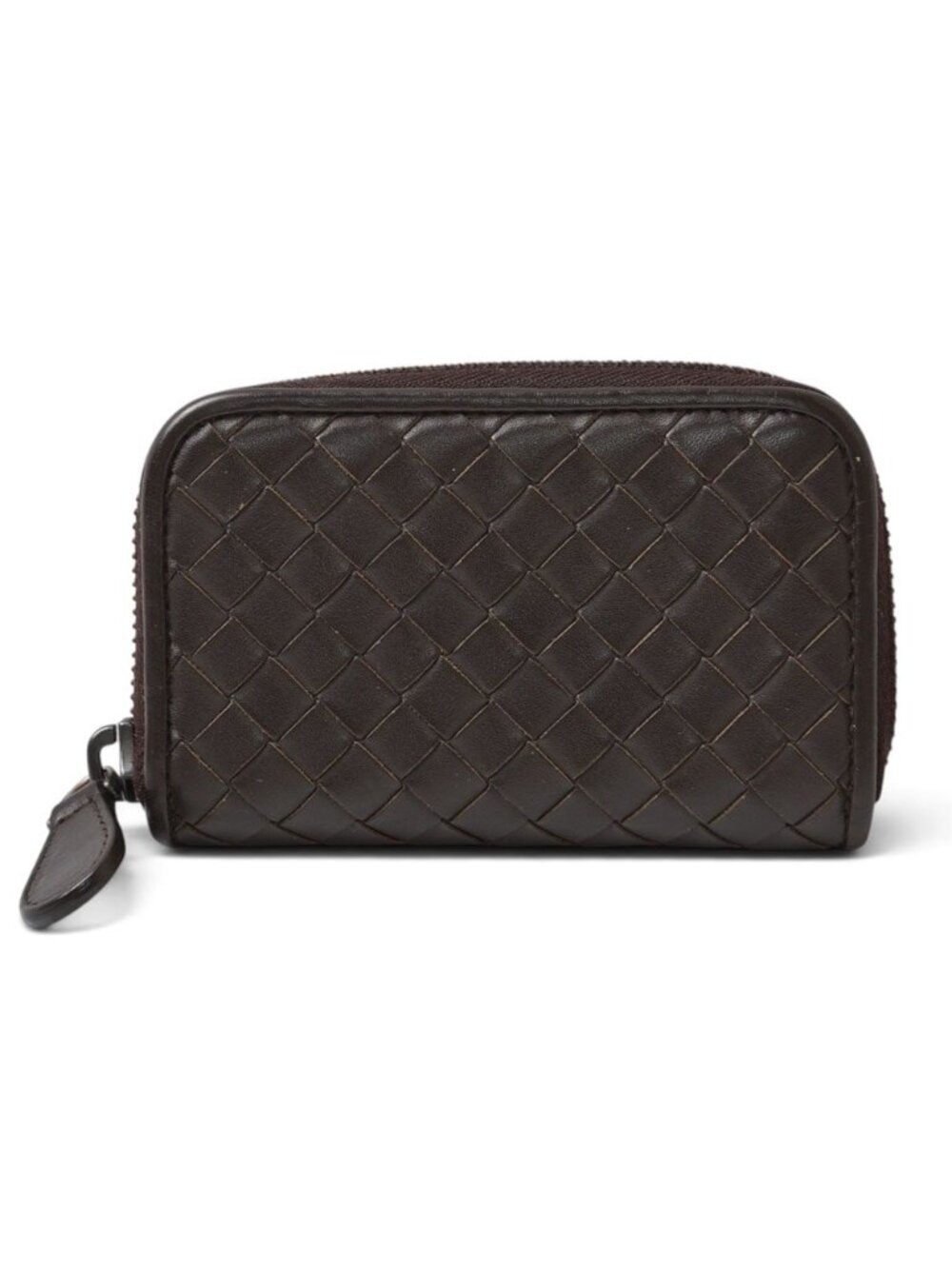 Bottega Veneta Card Case Coin Purse Mini Wallet Intrecciato Leather Dark Brown